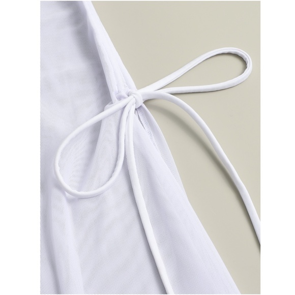 White Stretchy Mesh Coverup - Picture 4 of 11